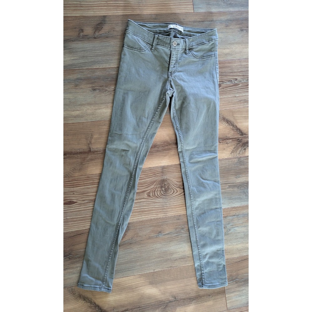 Hollister Skinny Slim Green Low Rise Denim Jeans 3 Regular 26 x 31